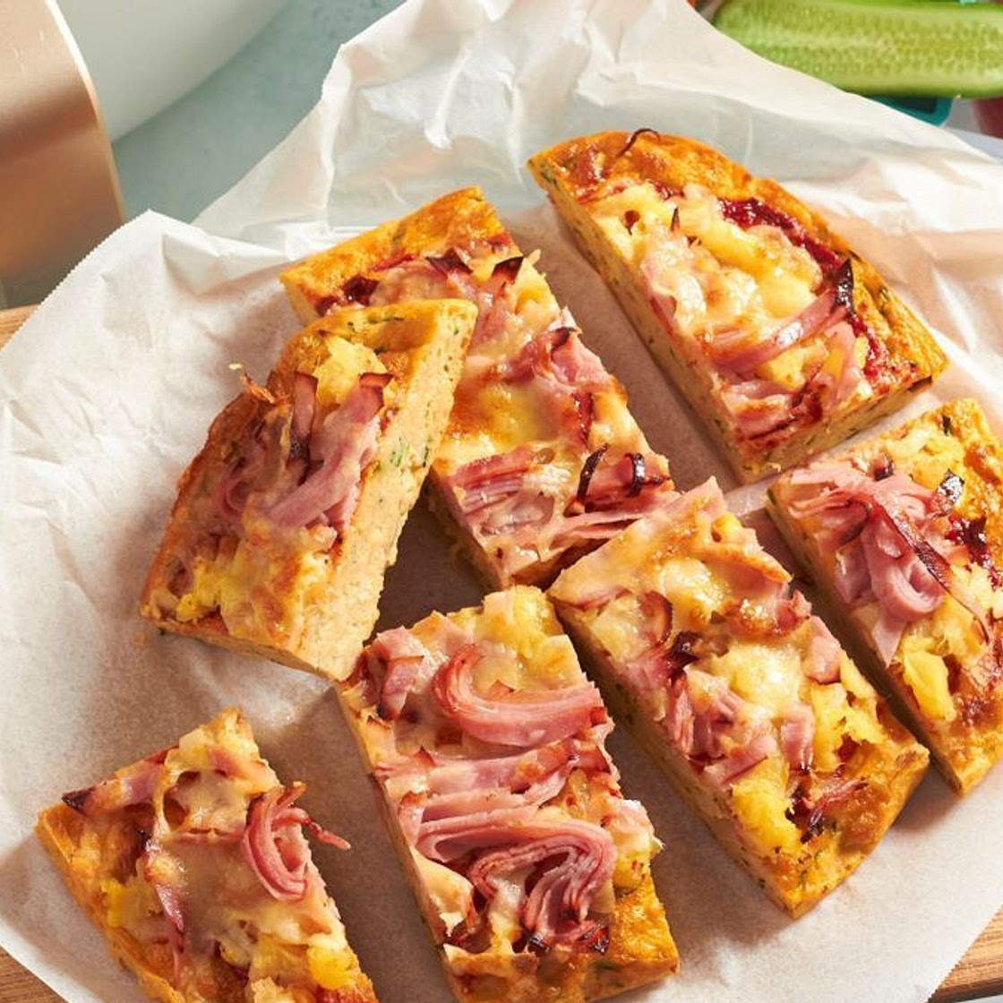 Air fryer Hawaiian pizza zucchini slice recipe