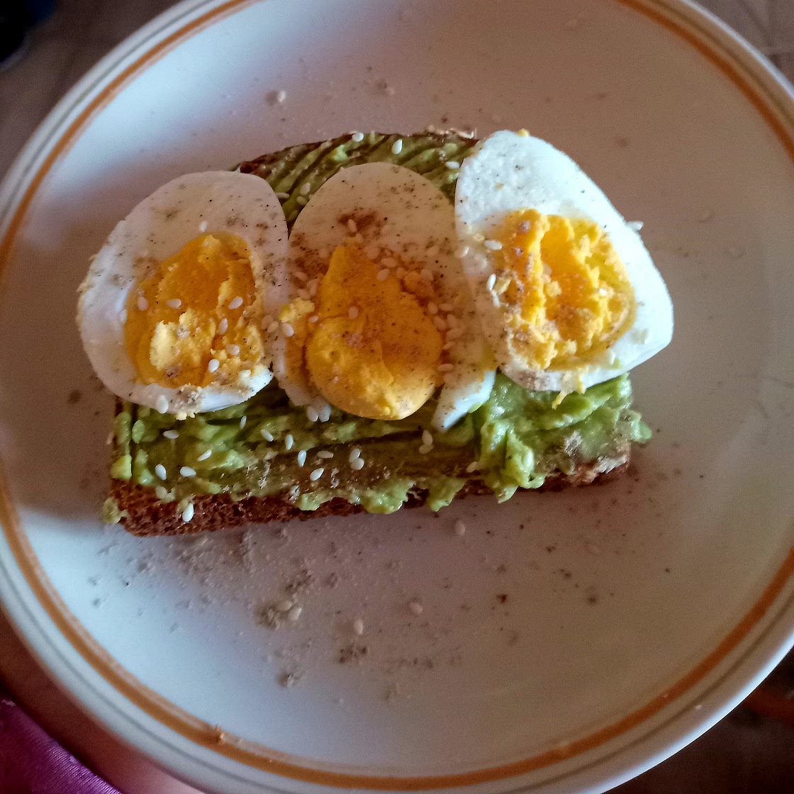 Avocado toast with boiled eggs