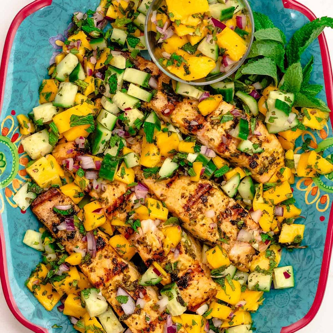 Grilled Salmon Recipe with Mint Mango Salsa