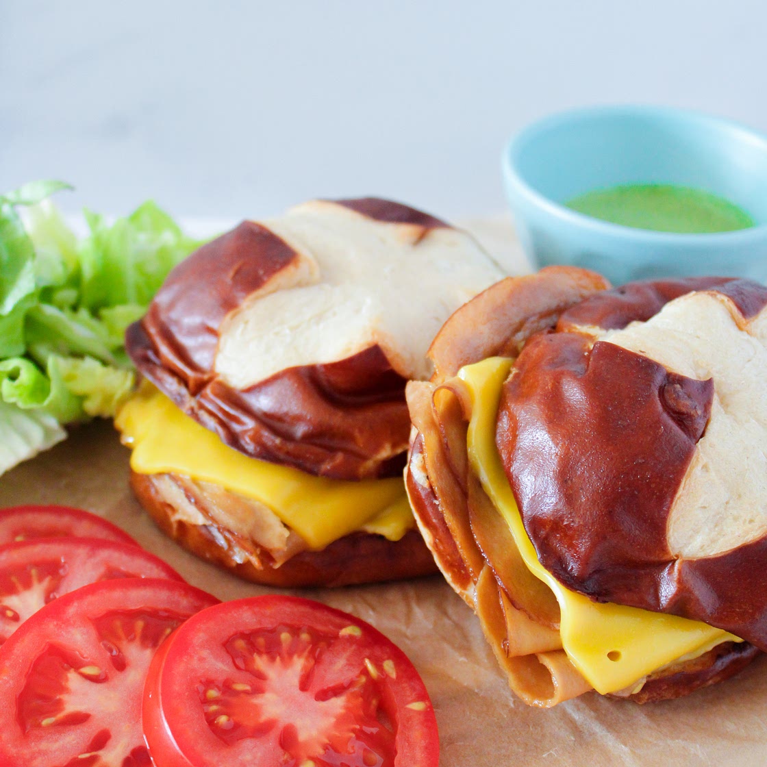 Vegan Turkey Melt Sandwiches with Pesto Mayo