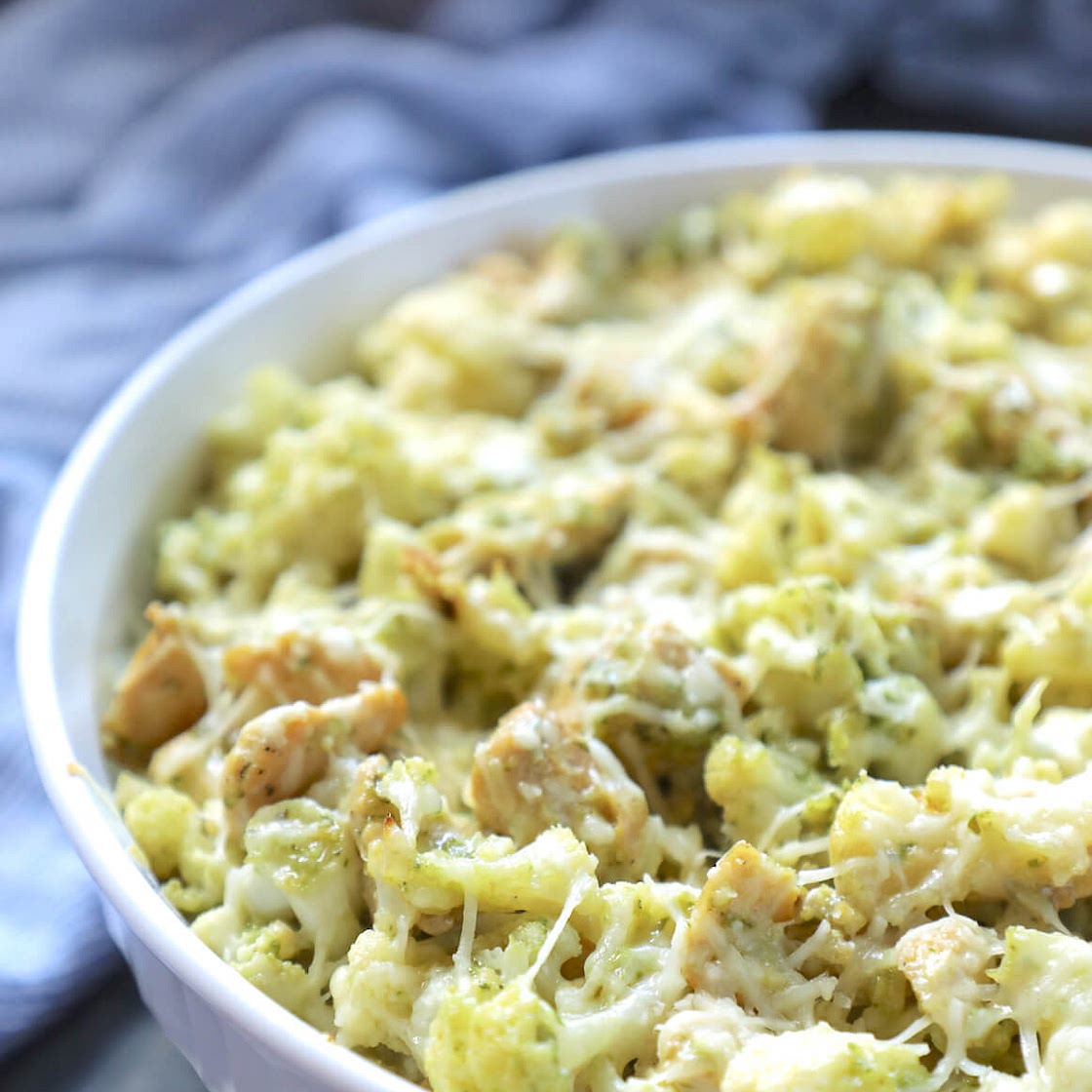 Keto Chicken Pesto Cauliflower Casserole