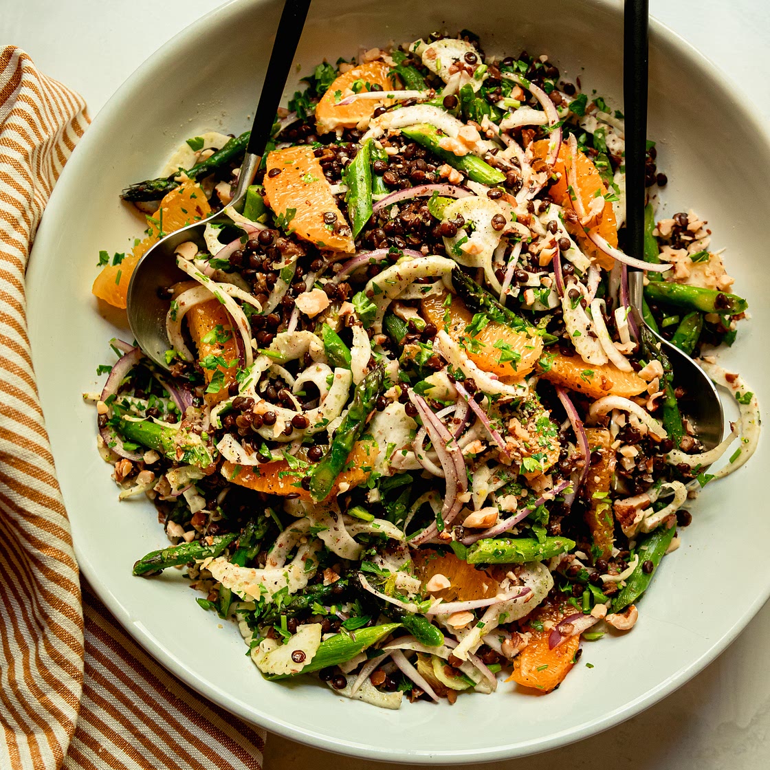 Spring French Lentil Salad with Asparagus, Fennel & Orange