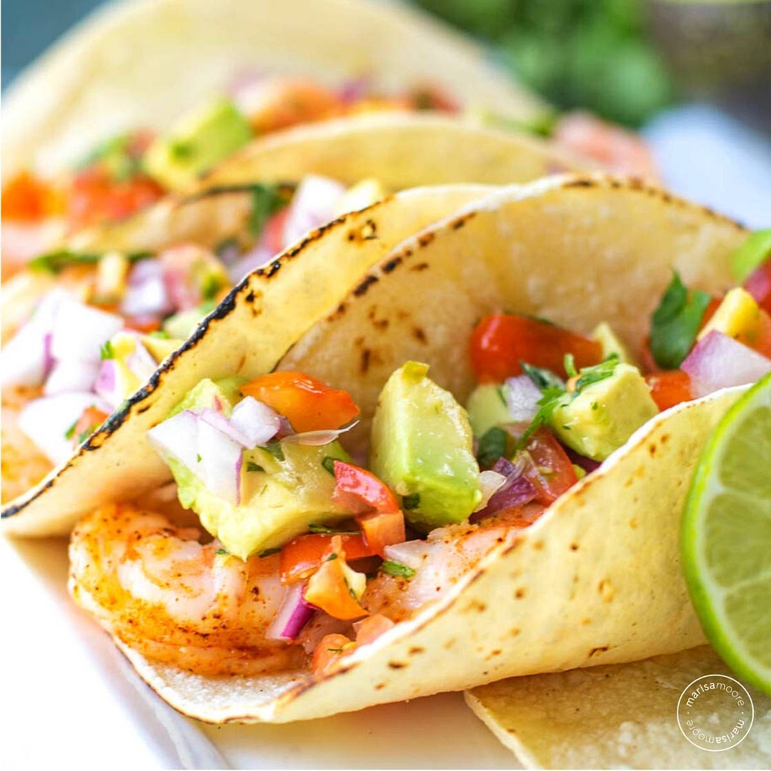 Chipotle Lime Shrimp Tacos with Avocado Salsa
