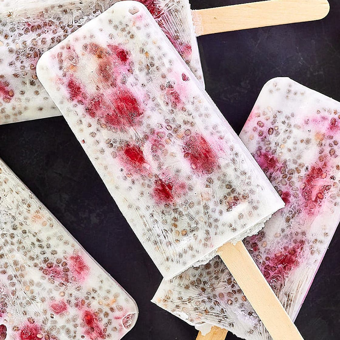 Raspberry Coconut Chia Pudding Popsicles