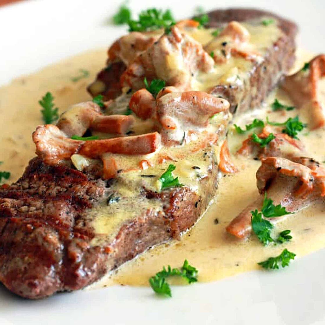 Steak With Chanterelle Cream Sauce