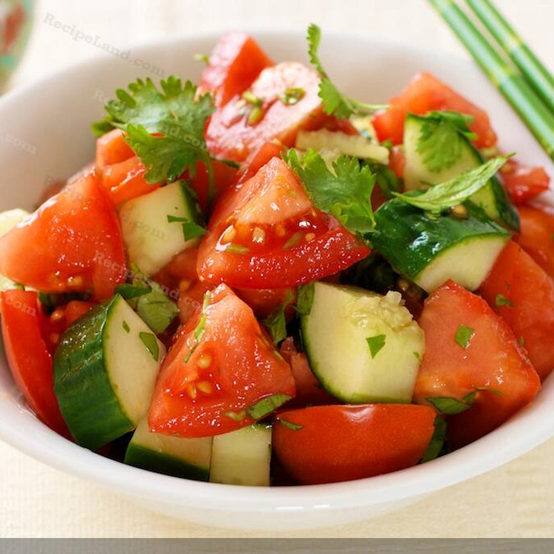Cucumber Tomato Salad with Soy-Sesame Dressing