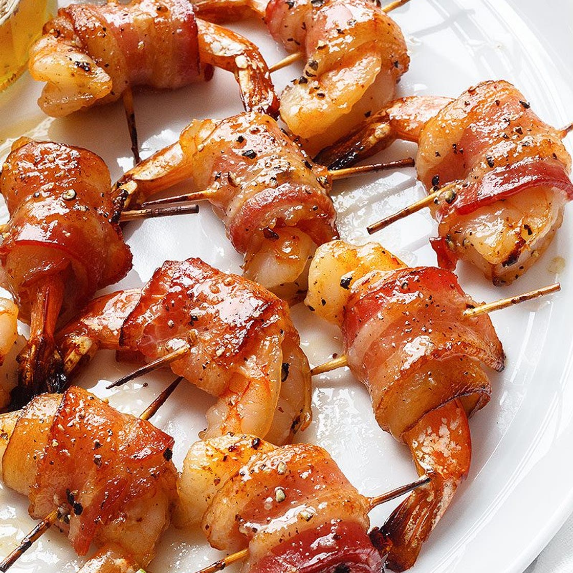 Honey-garlic Bacon Wrapped Shrimp