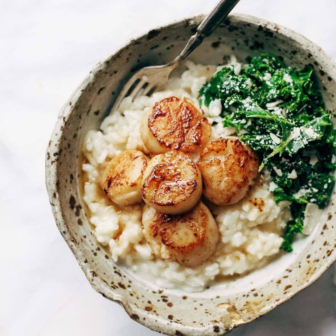Brown Butter Scallops with Parmesan Risotto