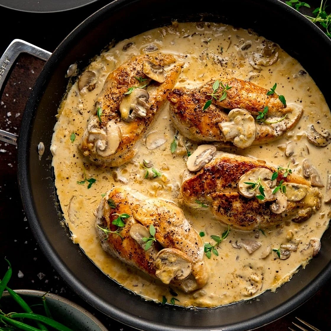 Chicken with White Wine, Mushrooms & Parsley