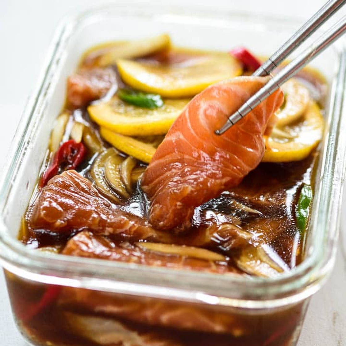 Yeoneojang (Soy Marinated Raw Salmon)