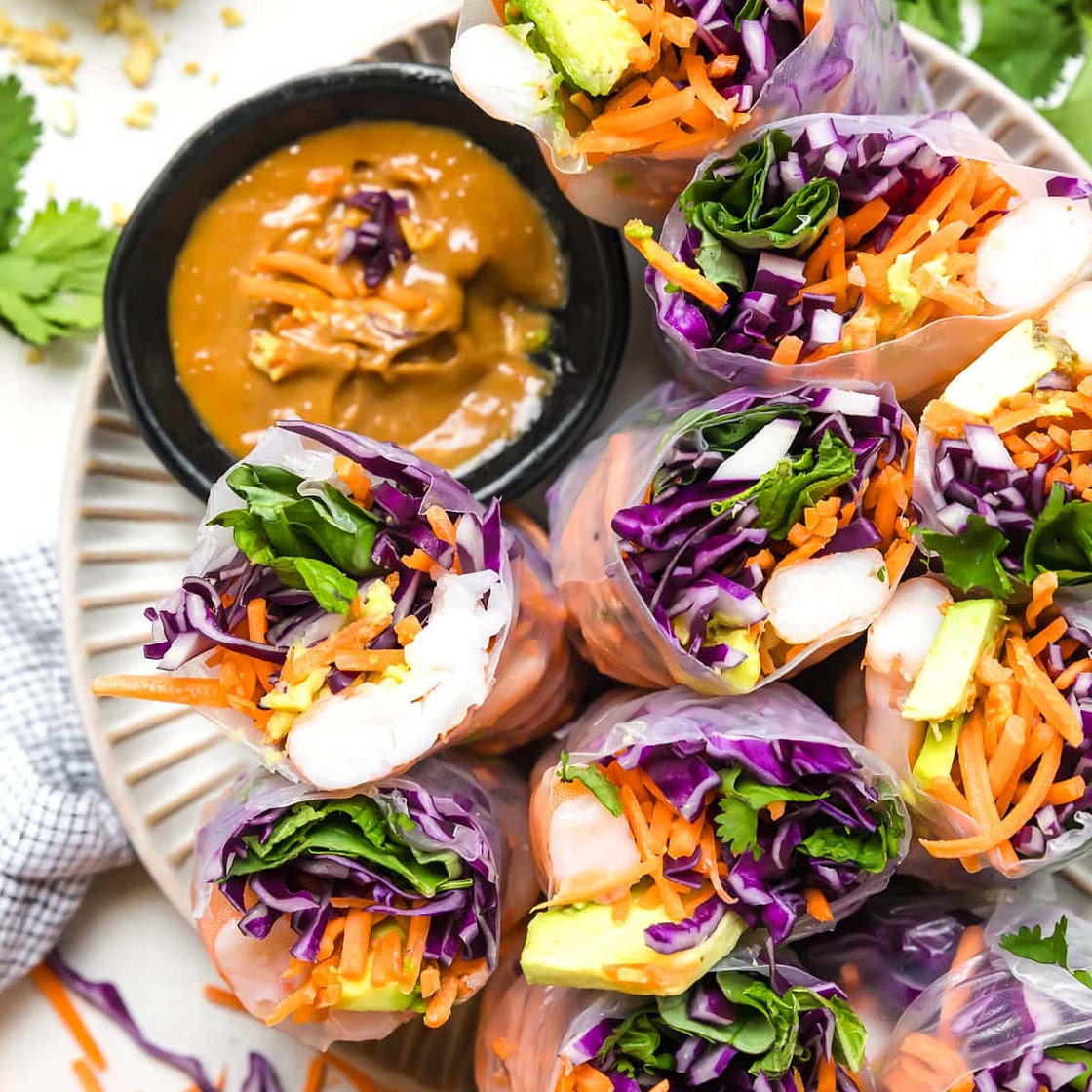 Summer Rolls with Shrimp and Peanut Hoisin Dipping Sauce