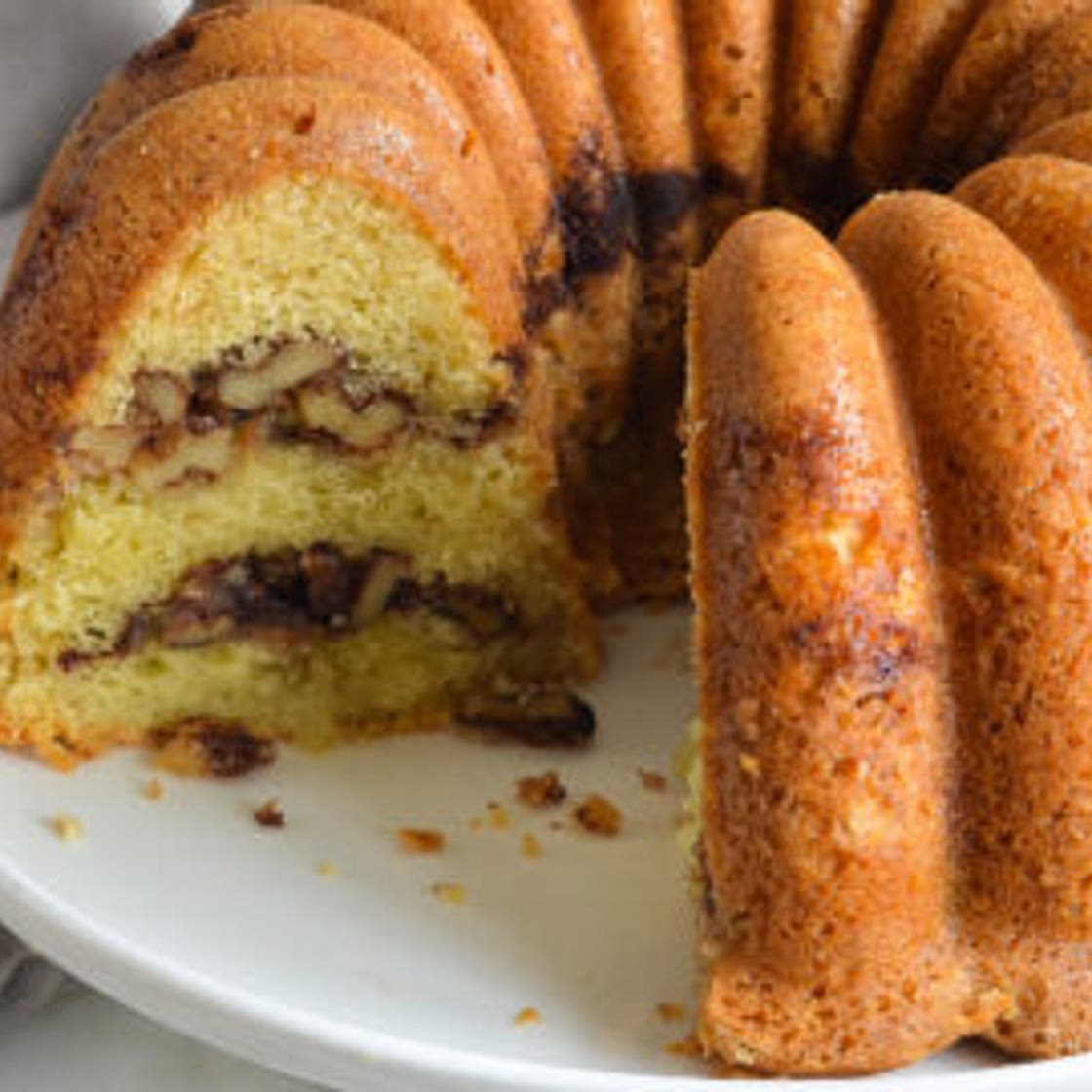 Sour Cream Coffee Cake with Cinnamon-Walnut Swirl
