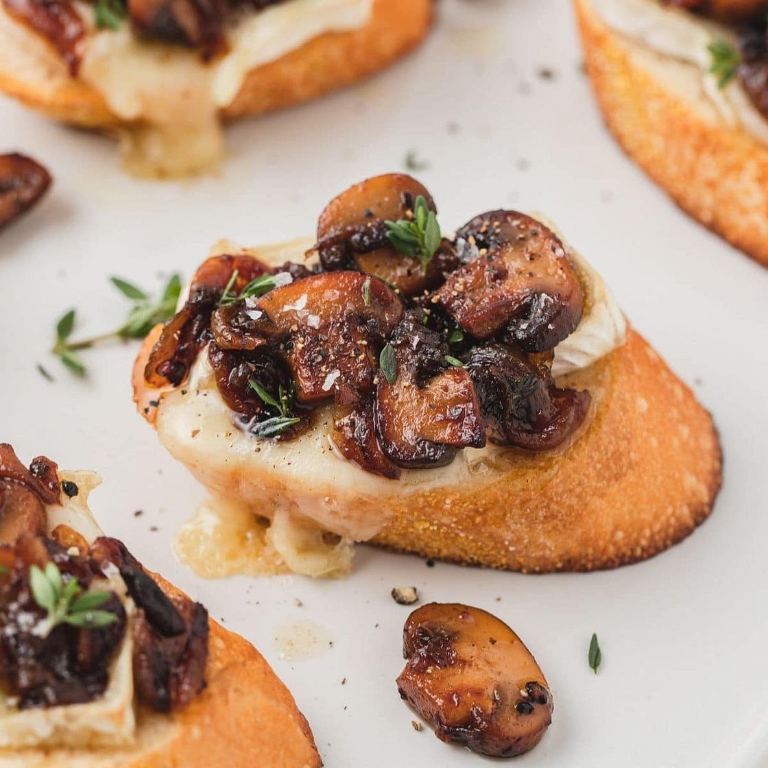 Roasted Mushroom and Brie Crostini