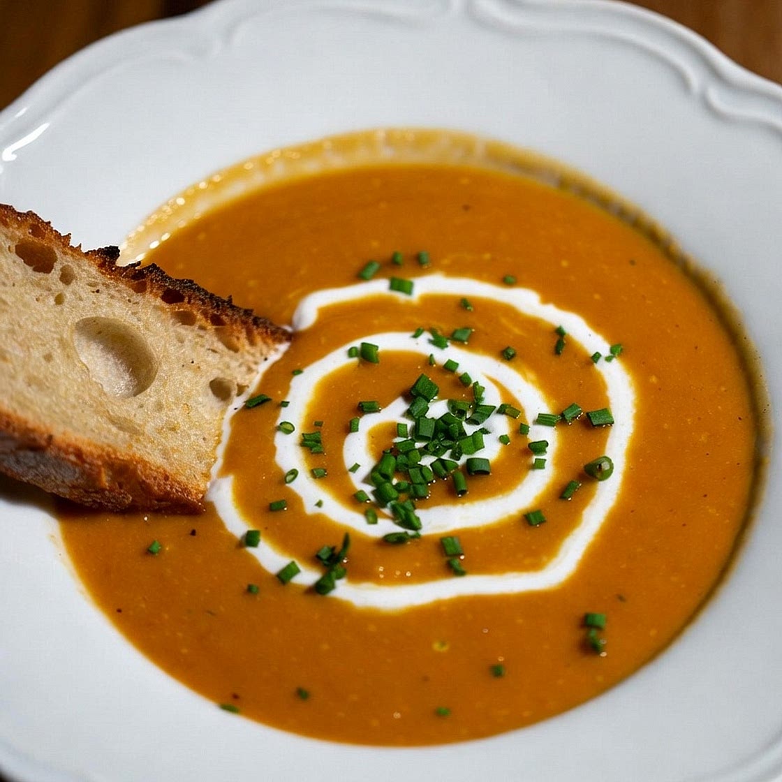 Creamy Roasted Butternut Squash Soup with Sage Brown Butter