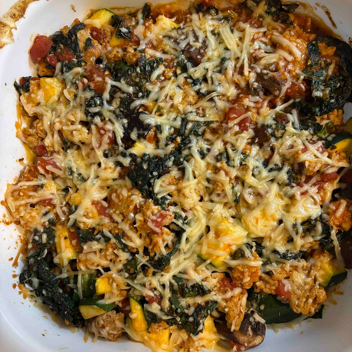 Stuffed Portobello Caps & Zucchini Boats (with Kale)