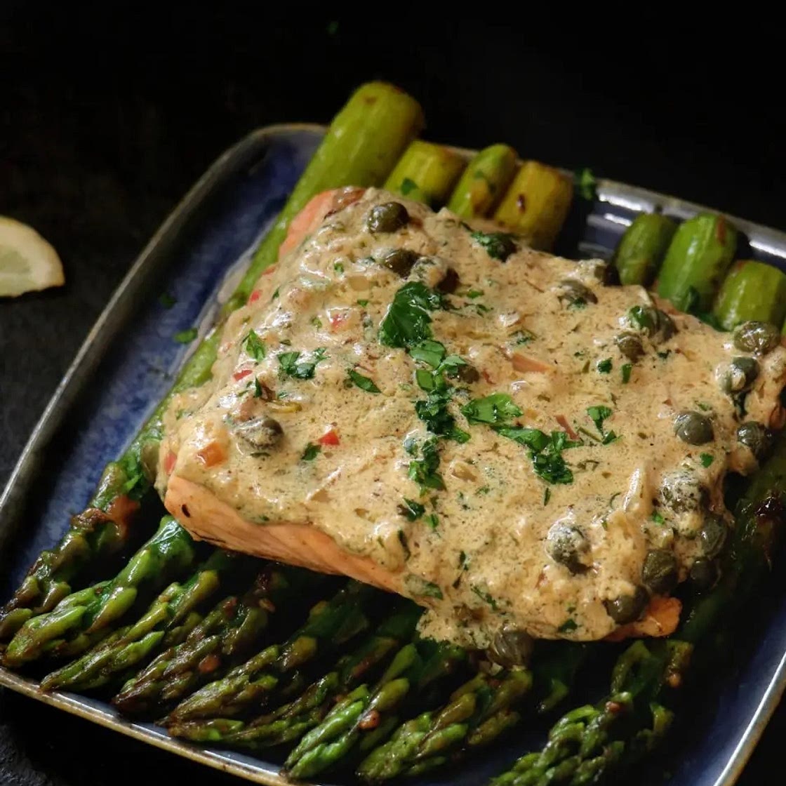 Keto Salmon in a creamy lemon sauce