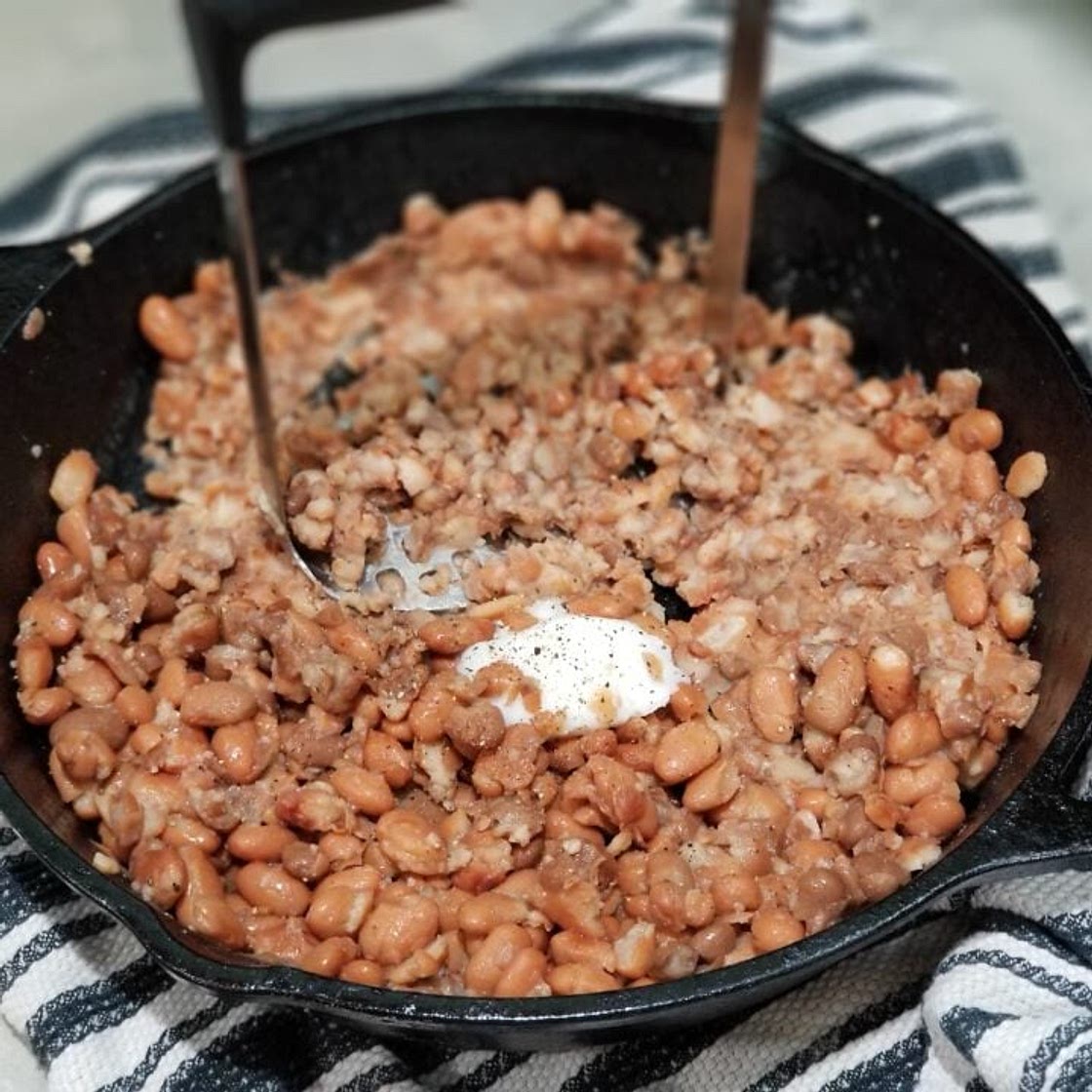 Refried Beans using Canned Beans and Lard