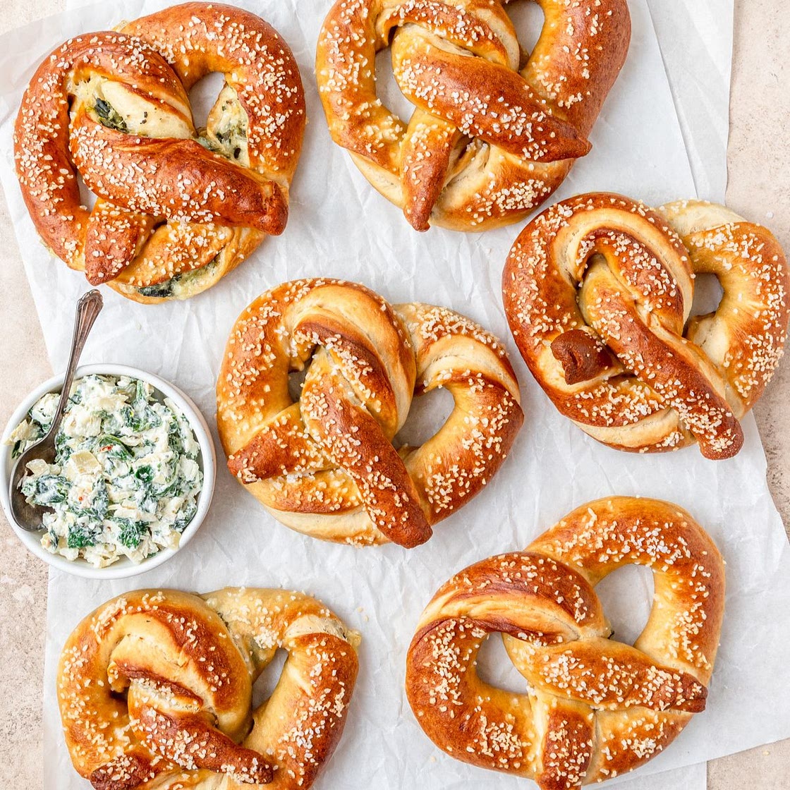 Spinach Artichoke Stuffed Pretzels