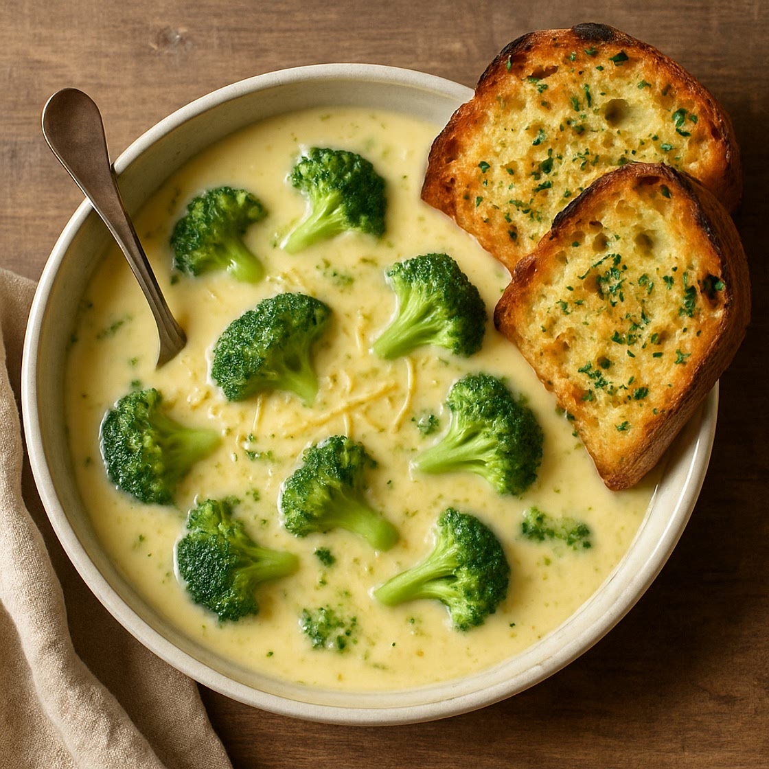 Broccoli & Cheese Soup with Garlic Sourdough