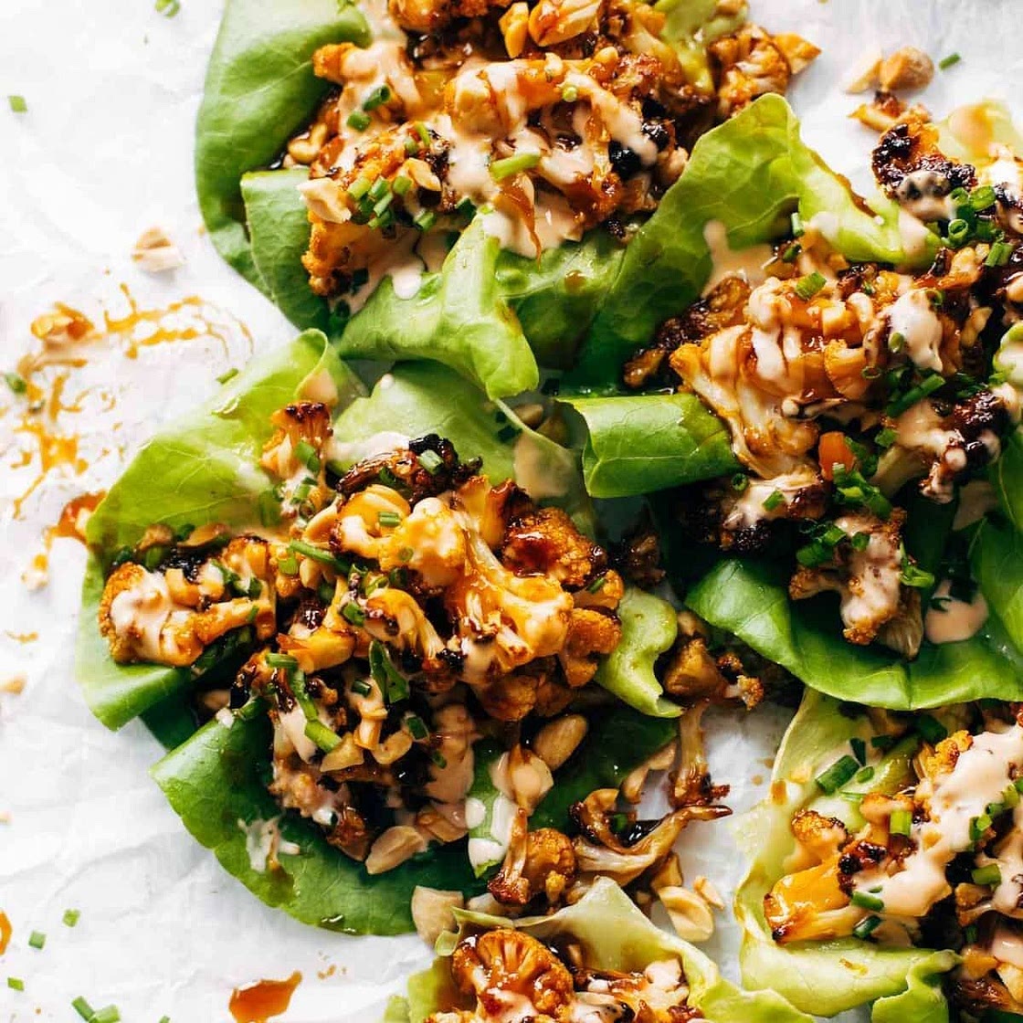 Korean BBQ Style Cauliflower Lettuce Wraps