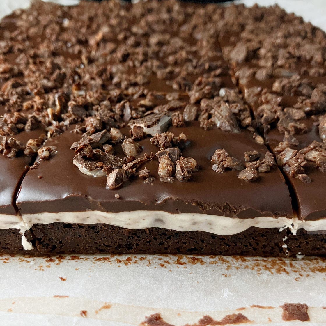 After Eight Brownies with Fondant and Chocolate Ganache