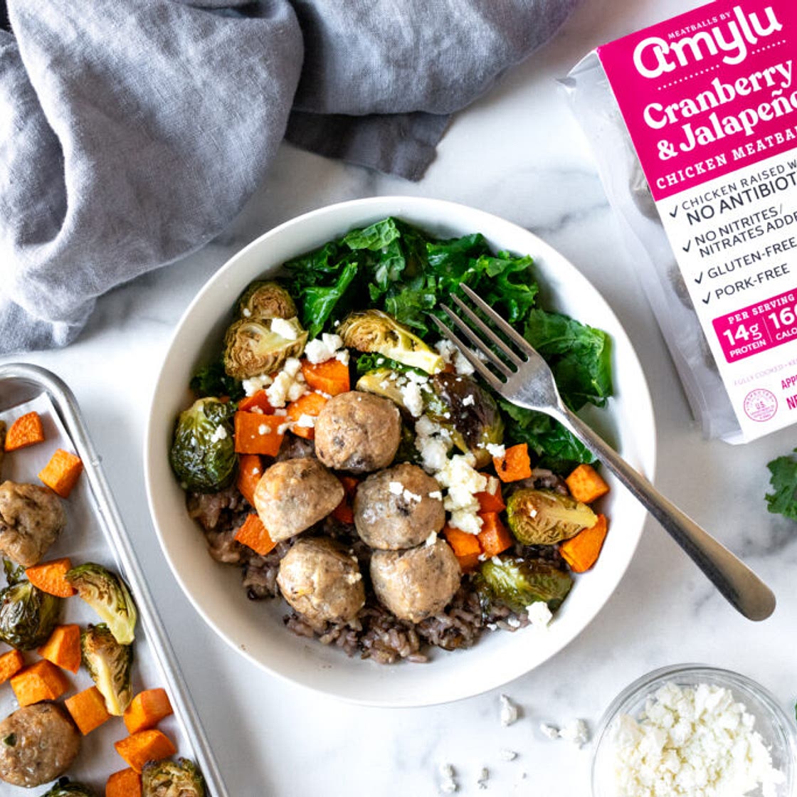 Cranberry Jalapeño Meatball Grain Bowls - Amylu Foods