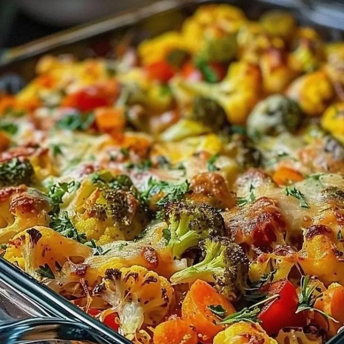 Cheesy Cauliflower and Veggie Casserole