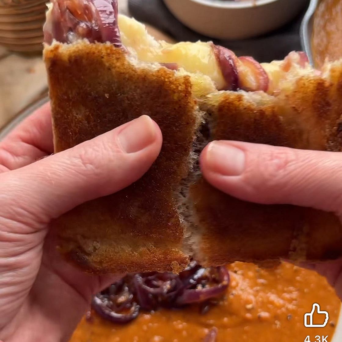 Tikka Red Lentil Soup and Mango Chutney Toasties