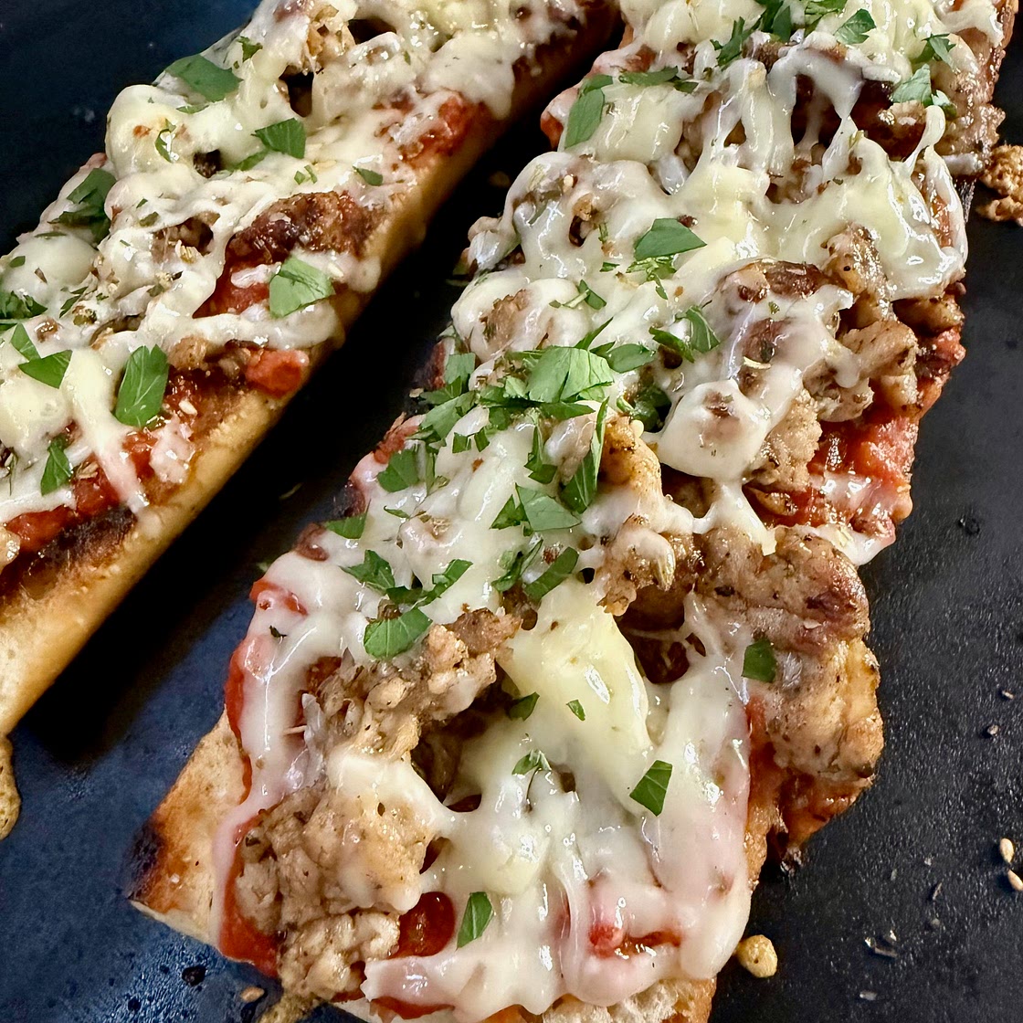 Blackstone Cheesy Sausage Baguettes