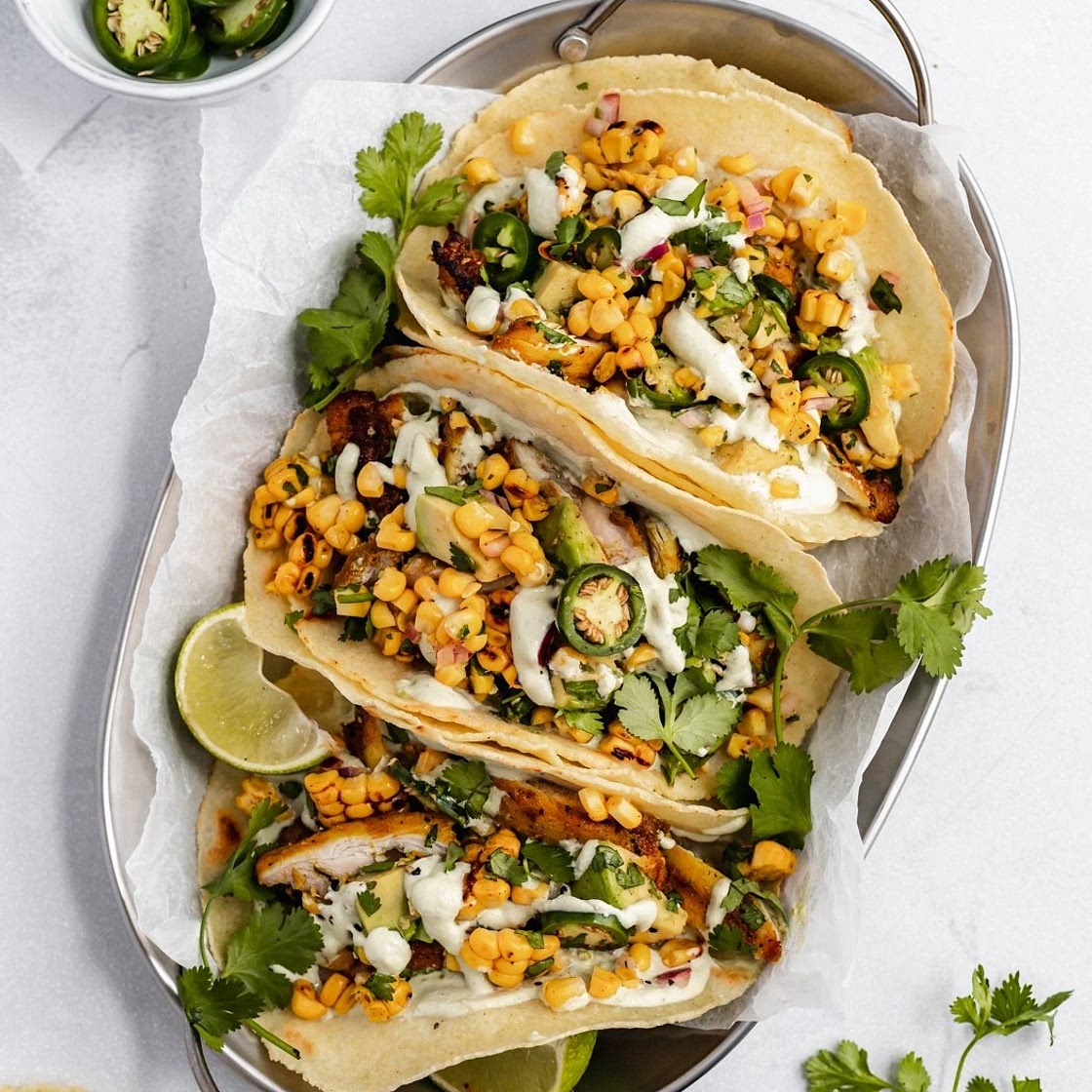 Crazy Good Street Corn Chicken Tacos
