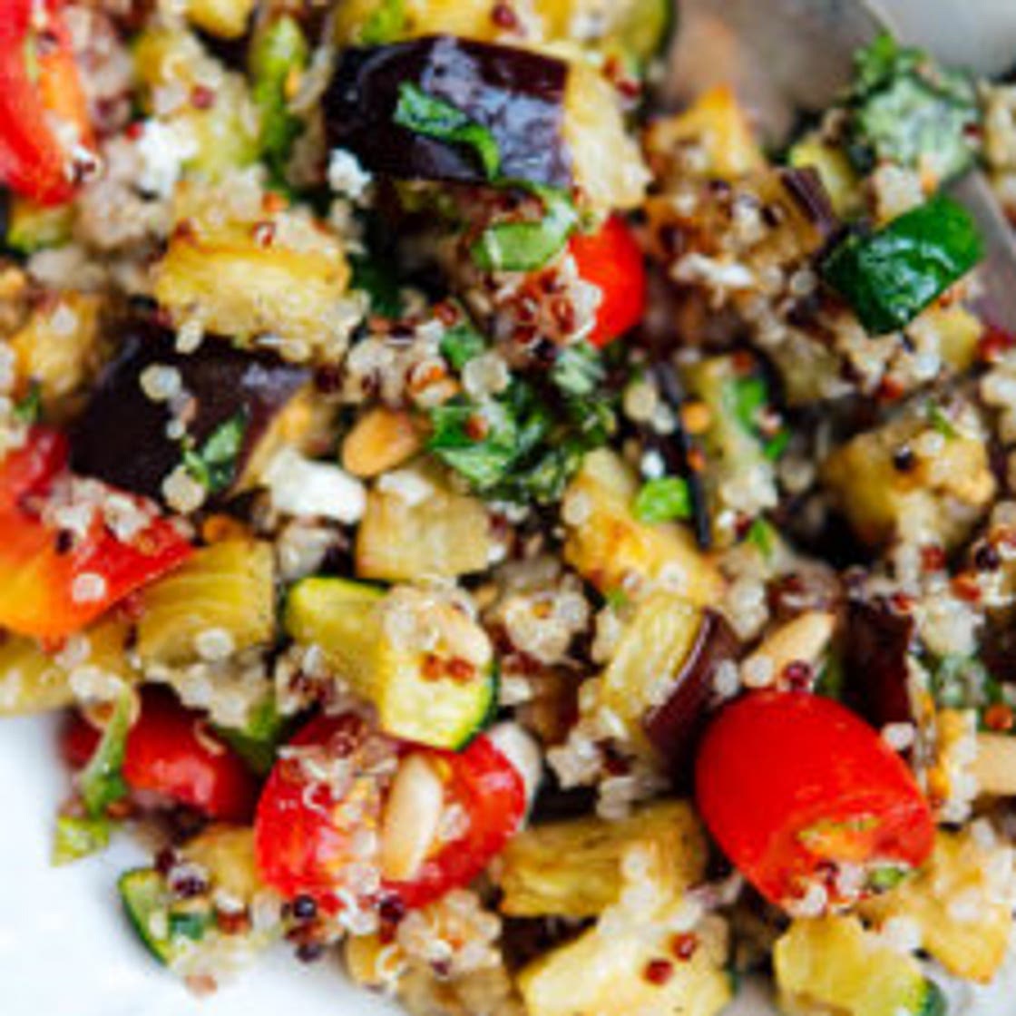 Mediterranean Quinoa Salad with Roasted Summer Vegetables