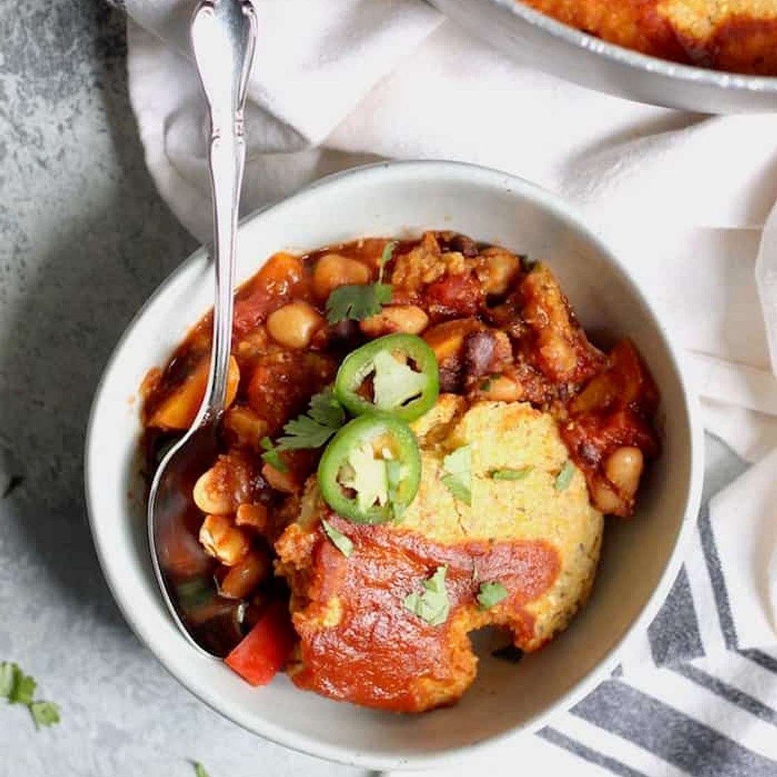 Vegan Chili Cornbread Casserole