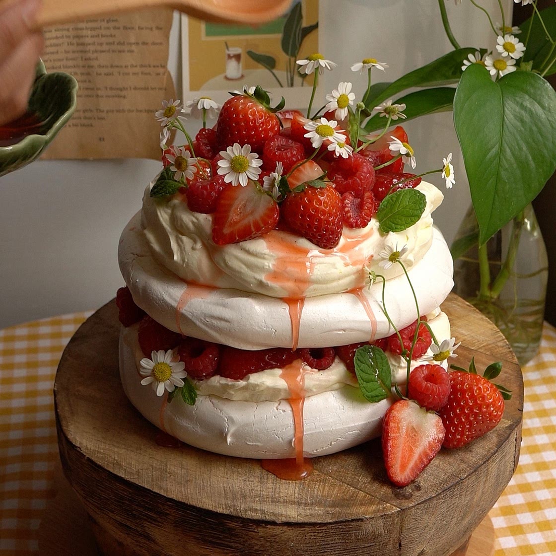 Strawberry Pavlova.