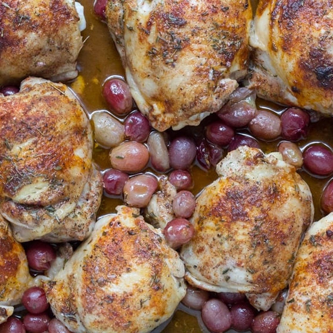 Chicken Thighs with Grapes, Thyme and Smoked Paprika