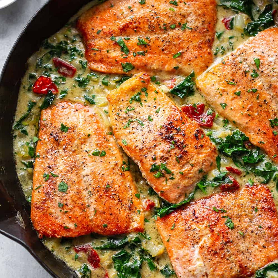 Tuscan Garlic Salmon {Whole30, Paleo}