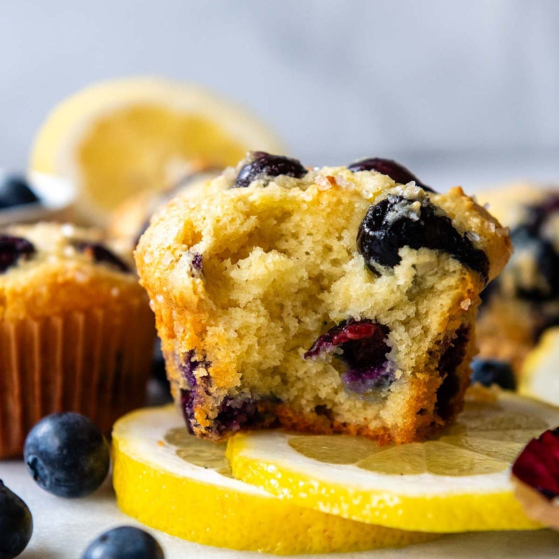 Impossibly Fluffy Almond Flour Blueberry Muffins