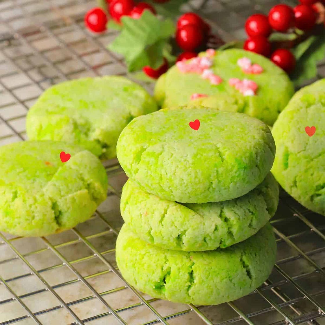 Low Carb Grinch Cookies (Sugar Free Pistachio Cookies)