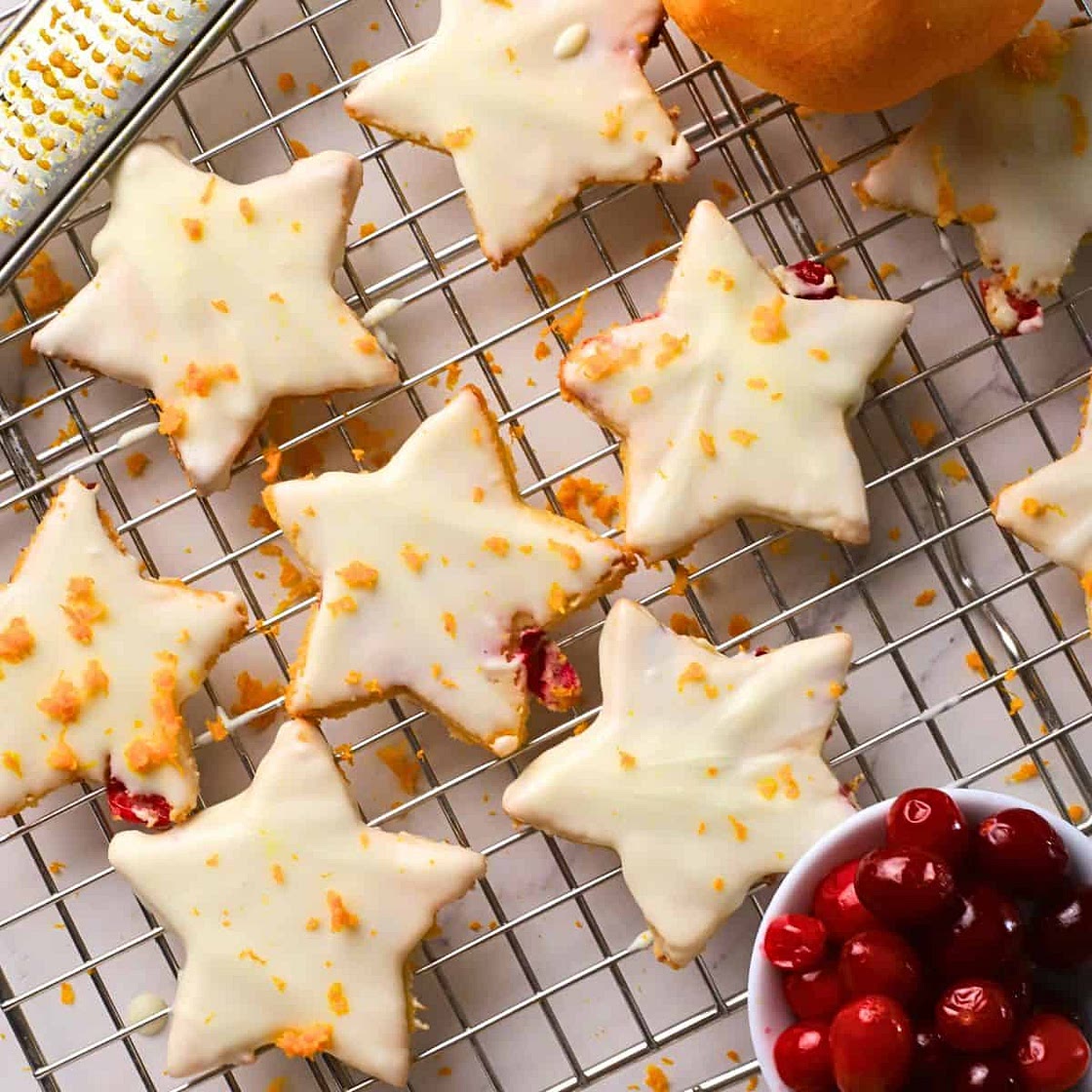 Low Carb Orange Cranberry Shortbread Cookies