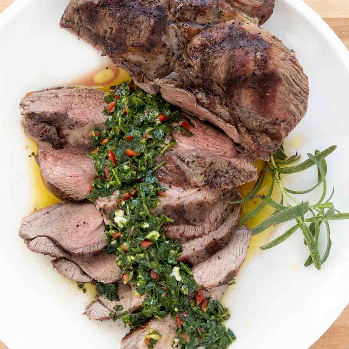 Grilled Boneless Leg of Lamb with Chimichurri Sauce