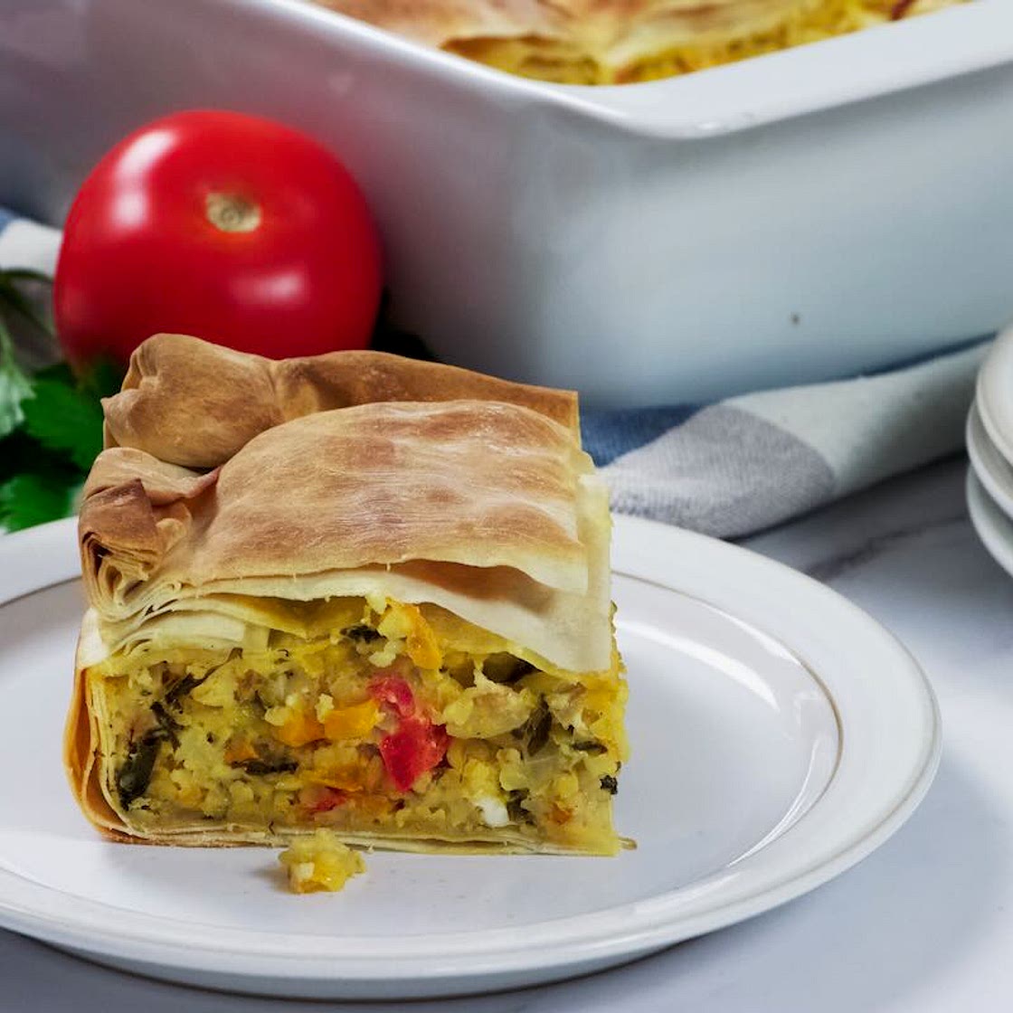 Veggie Bulgur Pie with Filo