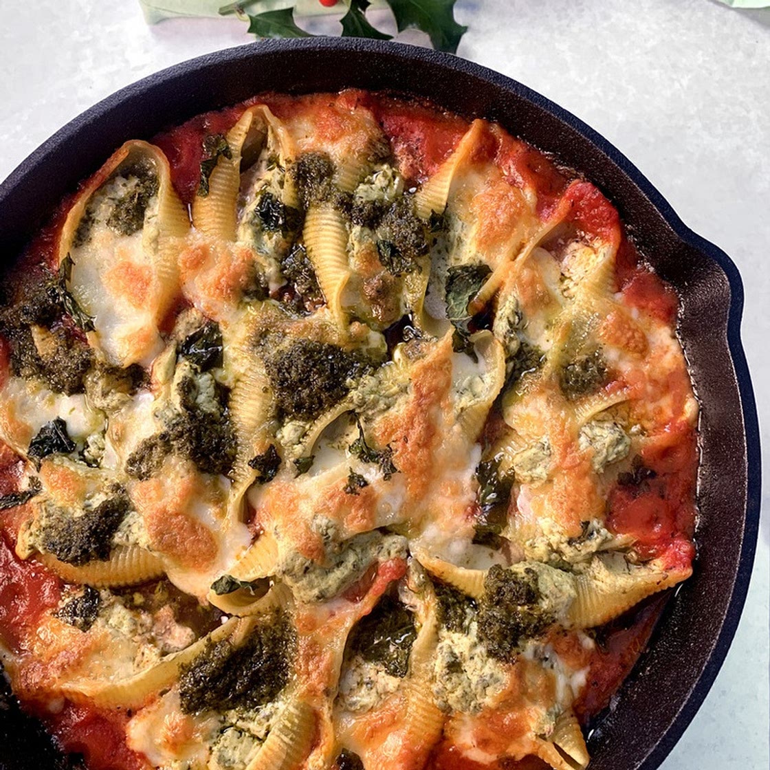 VEGAN PESTO STUFFED PASTA SHELLS