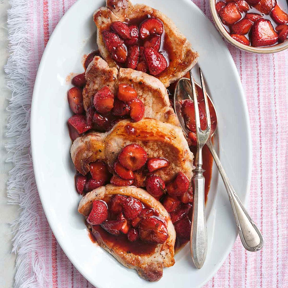 Pork Chops with Strawberry Balsamic Glaze