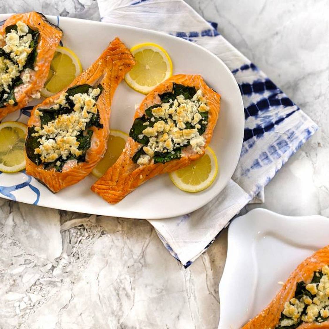 Spinach-Feta Stuffed Salmon