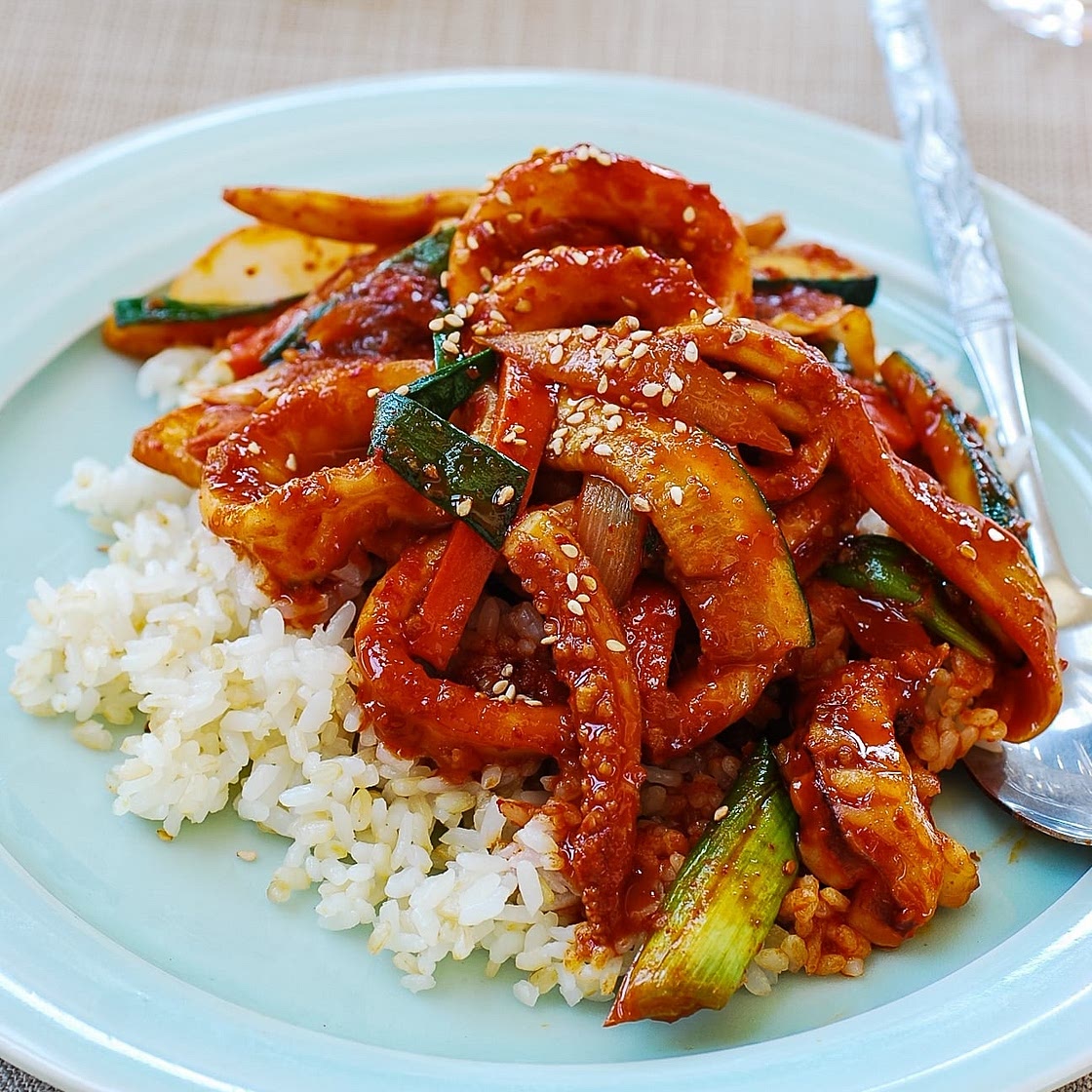 Ojingeo bokkeum (spicy stir-fried squid)