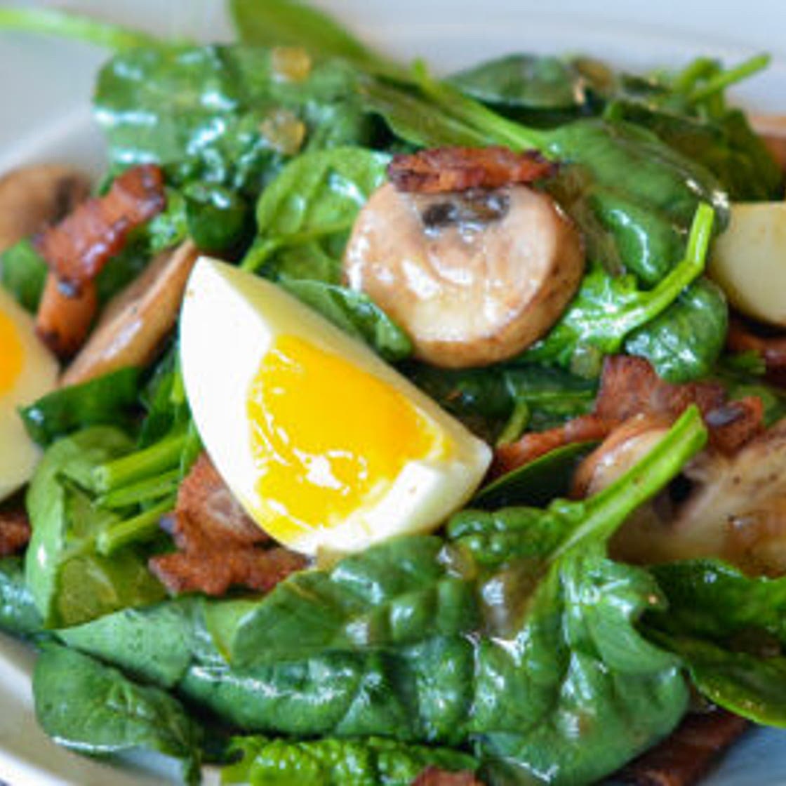 Spinach Salad with Warm Bacon Dressing