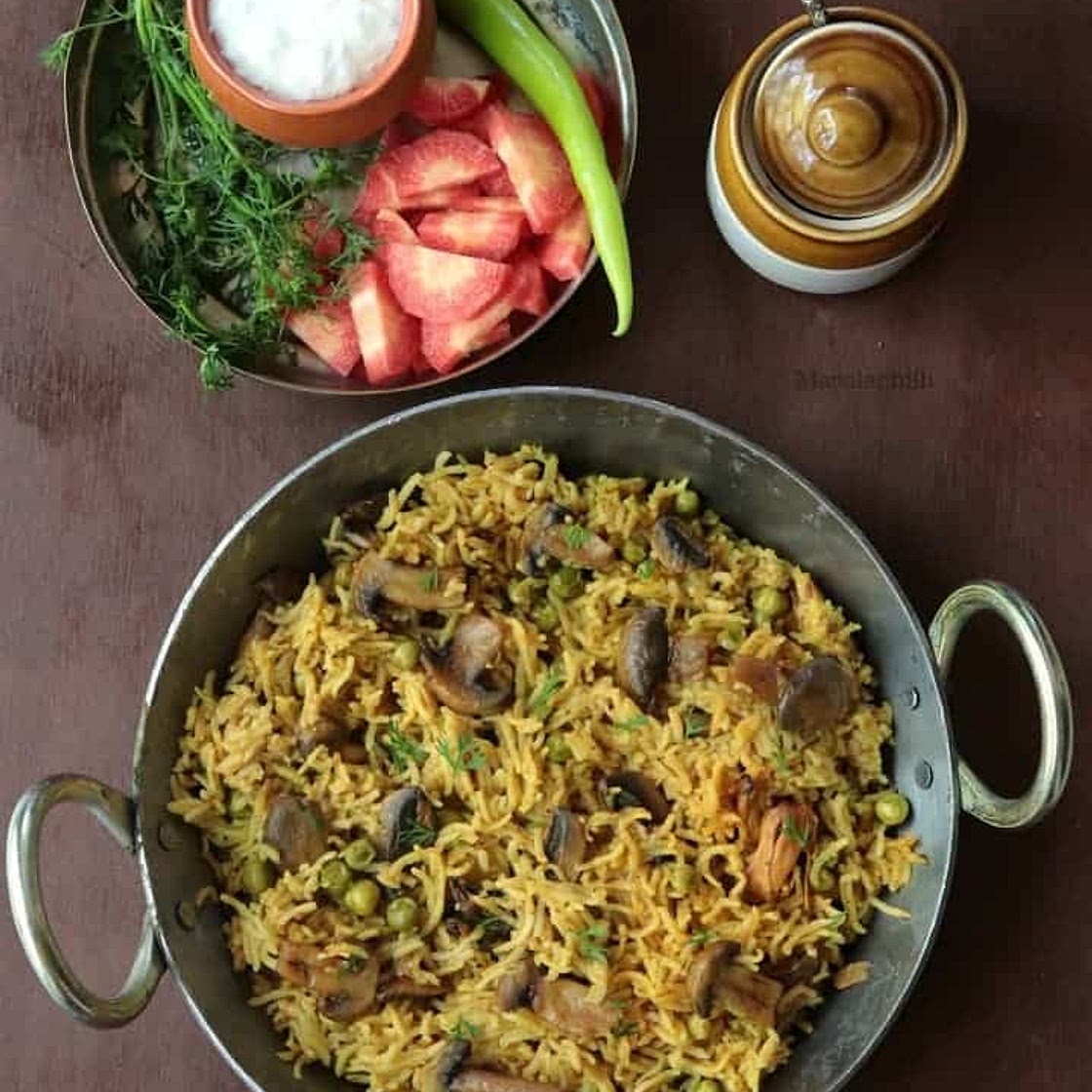 Mushroom Rice or Mushroom Pulao Recipe