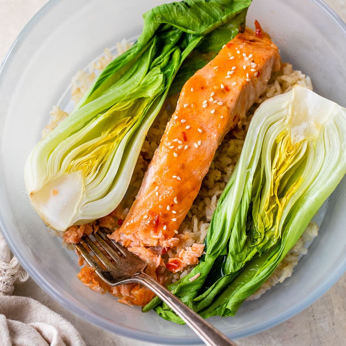 5-Minute Microwave Salmon Rice Bowl
