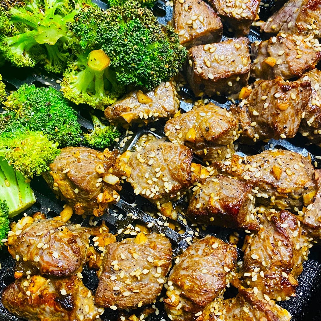 Air Fryer Teriyaki Steak and Broccoli