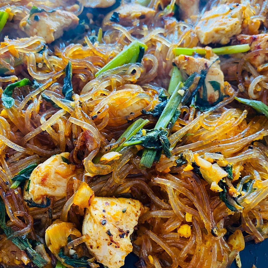 Blackstone Chicken and Sweet Potato Noodles