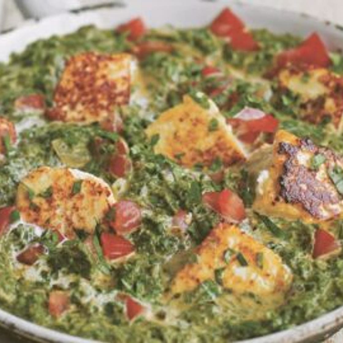 Spinach tomato and tofu curry